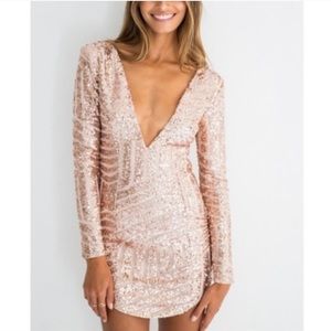 White Fox Rose Gold Sequin Dress